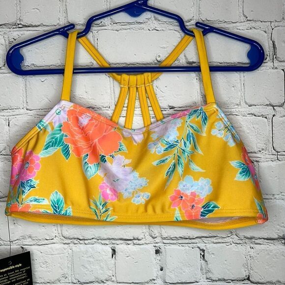 Girls Yellow Floral Bikini Top, Size large, new with tags, Art Class bikini top - Picture 1 of 5